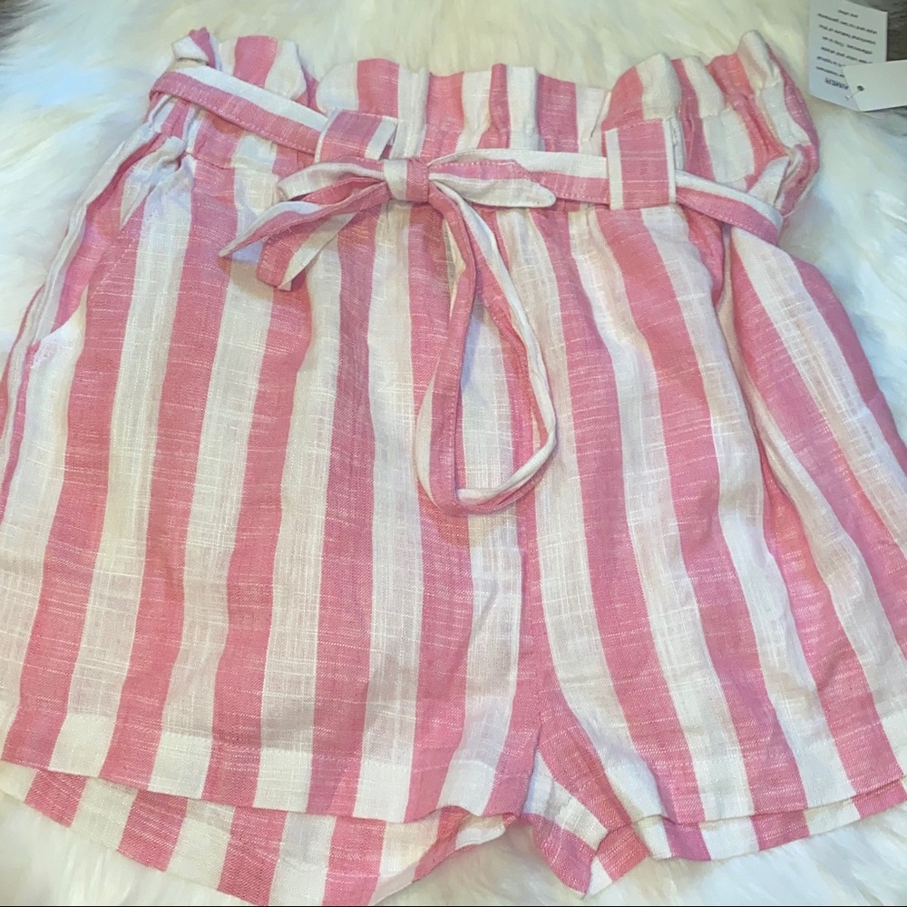Pink and white striped shorts Size L